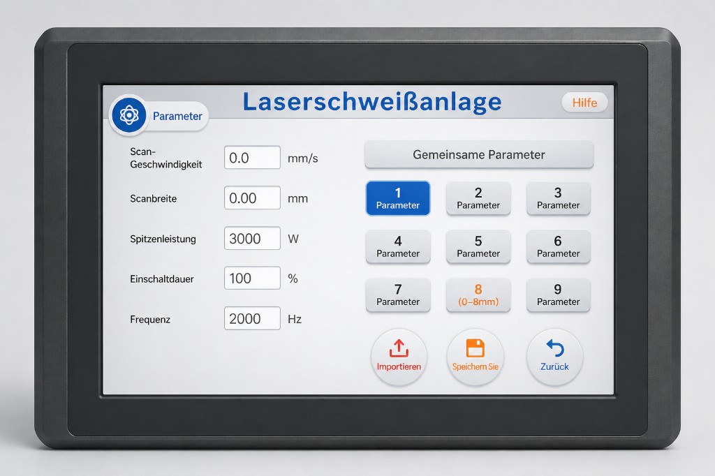 YLMW Touch-Bedienoberfl&auml;che mit Schwei&szlig;parametern